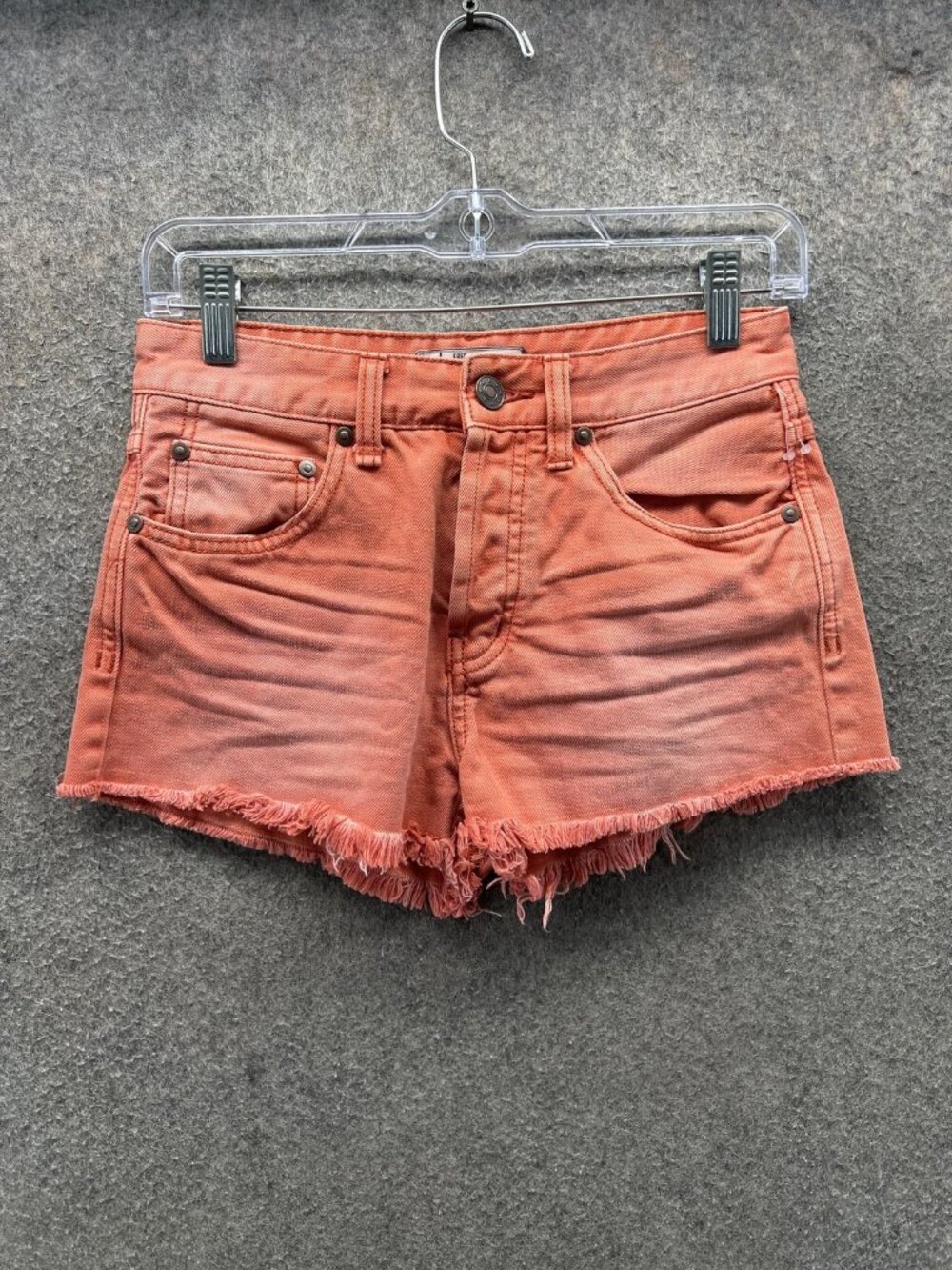 Free People Shorts Womens 24 Orange Denim Cutoff Frayed Hem Casual Summer